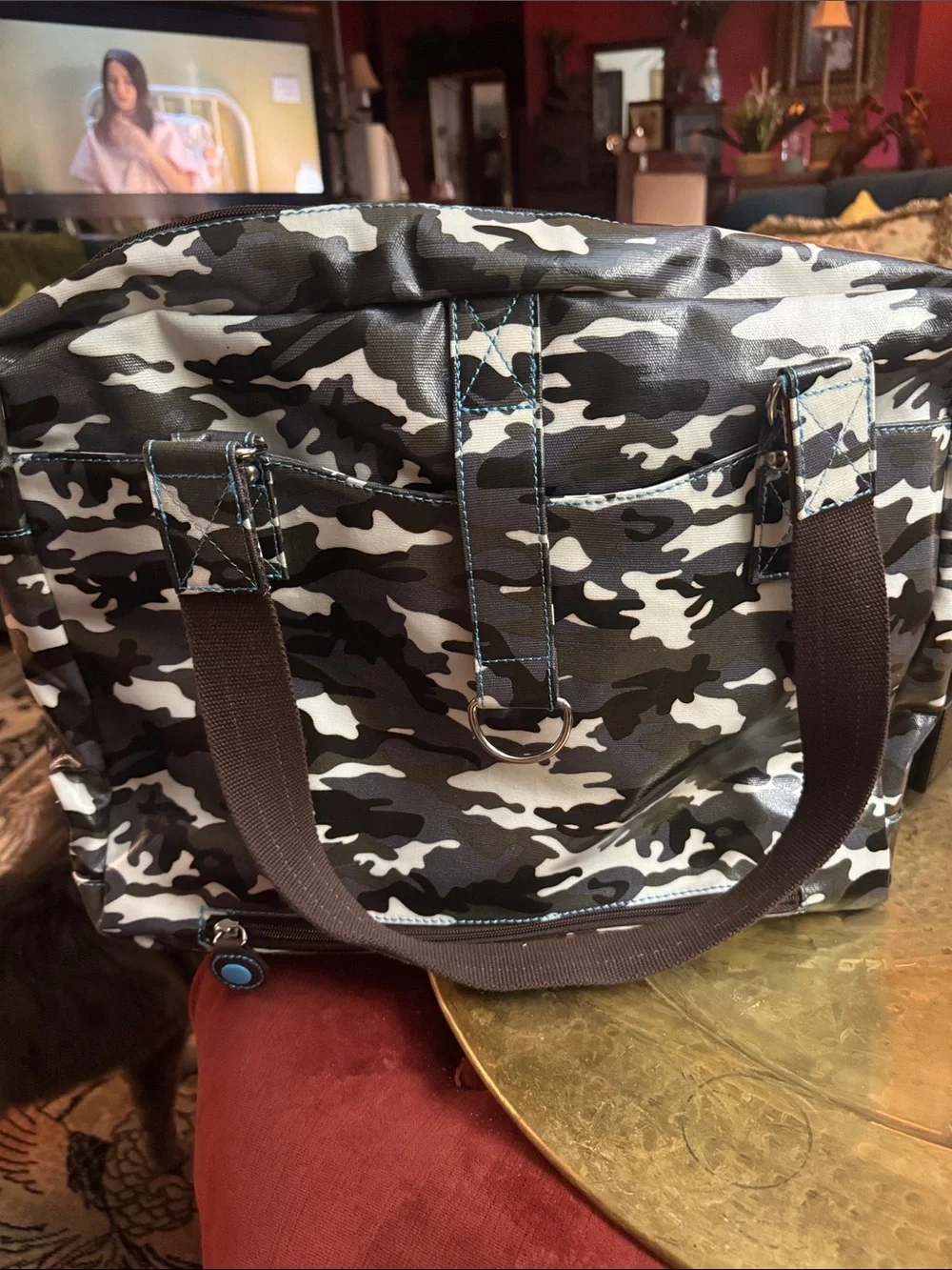 Men's Camo Laptop Messenger Bag - Black & White